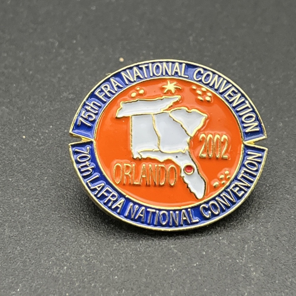 2002 75th FRA National Convention Orlando Florida 70th LAFRA Lapel Hat Pin